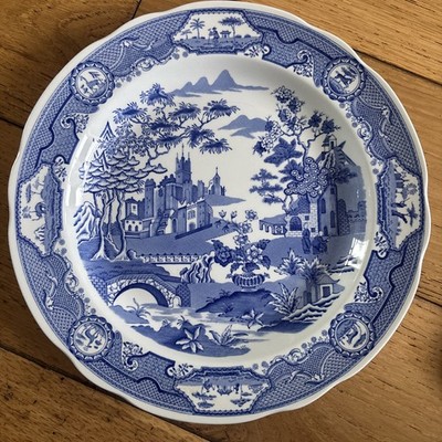 Spode blau & weiß 10,5'' Gothic Castle Speiseteller Graveure Archiv Sammlung