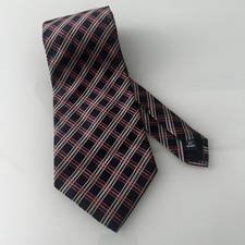POLO Ralph Lauren 100% Silk Handmade Made In USA Necktie Navy Pink Plaid