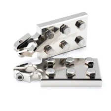 Pair ILL Customz 6 Spot Flat Lug Battery Terminal SAE Top Post Clamp