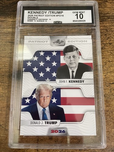 💥🇺🇸2026 Leaf Patriot Edition JFK Kennedy Donald Trump Double CCG Gem 10💥🇺🇸
