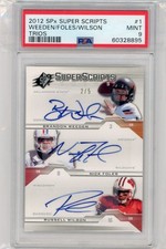 2012 Upper Deck SPx Super Scripts Triple Autograph Russell Wilson Nick Foles /5
