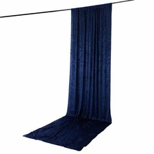 NAVY BLUE 5 ft x 16 ft Premium Crushed Velvet Backdrop Curtain with Rod Pocket