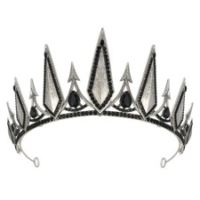 SWEETV Gothic Crowns Women Black Tiara Queen Crown Witch Hair Accessories
