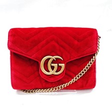 Gucci Shoulder Bag Red Velor 2342236