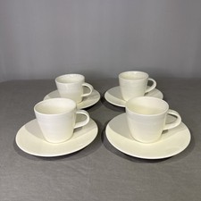 2x Set Of 4 Fairmont & Main White Linen Espresso Cups & Saucers New No Box