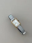 Vintage Timex Manual Wind Womens Dainty Watch Rectangular Dial Two Tone 17mm