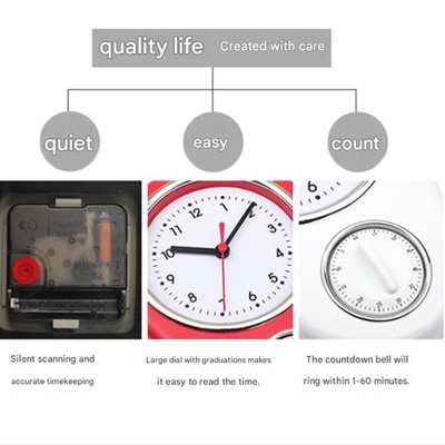 Minimalists Wall Clock 9 Inches Plastic Frame Kitchen Timer Easy To Read Number