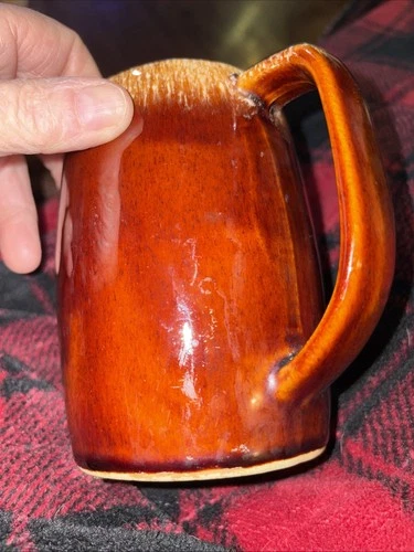 Hull Ovenproof USA Marked Brown Drip Glaze Large Mug 5" Tall 60's Vintage