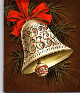 Hallmark Jingle Bell Ornament Ornate Design VTG Christmas Greeting Card