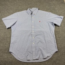 Ralph Lauren Shirt Men's XL Classic Fit Blue Gingham Short Sleeve Button Down