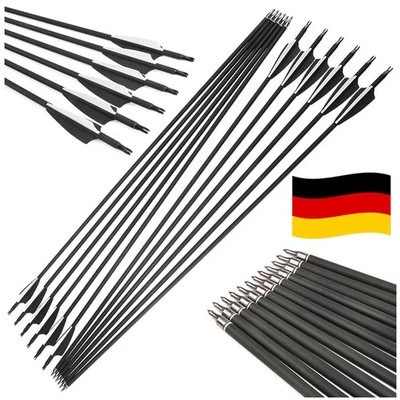 SHARROW 30" Pfeile Carbonpfeile Recurve Compoundbogen Jagdpfeile SP500 3" Naturfeder 12X