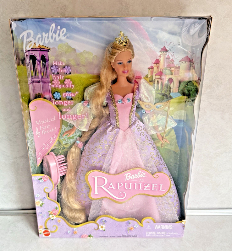 Barbie as Rapunzel w/ Musical Hairbrush & Magically Growing Hair 2001 Doll-NIB
