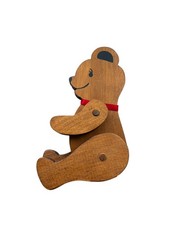 Vintage Jointed Articulated Carved Painted Wood 8  Teddy Bear