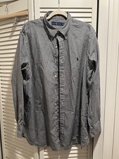 Ralph Lauren Gingham Cotton Dress Shirt 17 1/2-34/35 Black White Button-Down