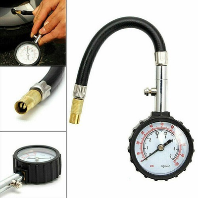 #ad Motorcycle Tire Pressure Gauge 0 100 PSI Tyre Gauge with Flexible Air Chuck $9.55