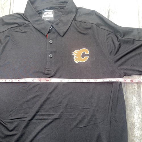 NWT Men's Large Fanatics Calgary Flames Black Vented Polo Shirt - Picture 7 of 9