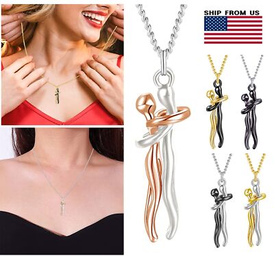 Couple Affectionate Hug Embrace Pendant Necklace Women Bithday's Day Gifts US