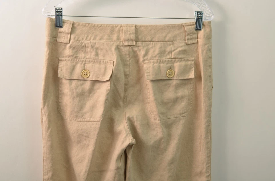 Pantalones capri de lino Eddie Bauer para mujer 8 bolsillos beige Vashon entrepierna de 23" Foto 4 de 4