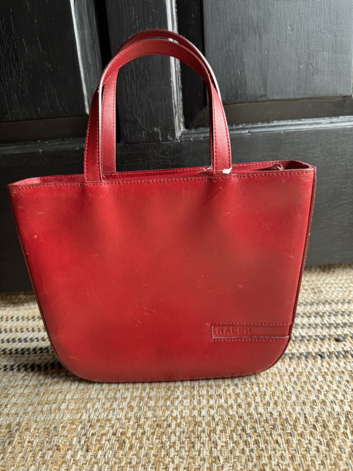 Polo Ralph Lauren RED Leather Tote Handbag Red Satche… Gem