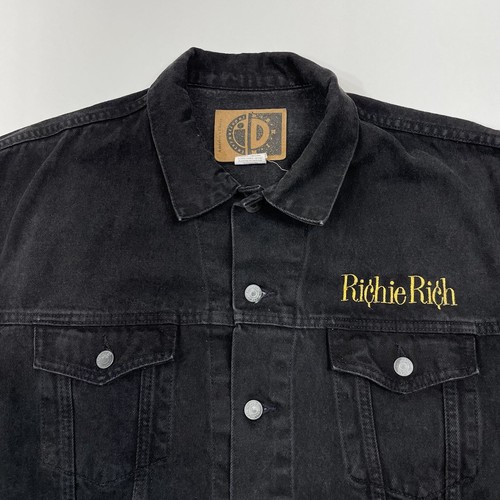 Vintage Richie Rich Movie Cast Crew Black Denim Jean Jacket Adult Size XL Canada - Picture 7 of 18