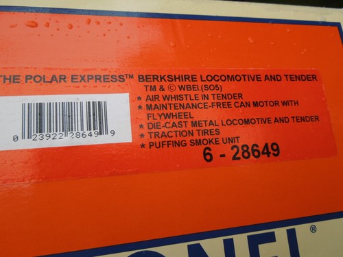 Lionel O Gauge #6-28649 Polar Express 2-8-4 Berkshire Locomotive & Tender W/Box - Picture 7 of 23