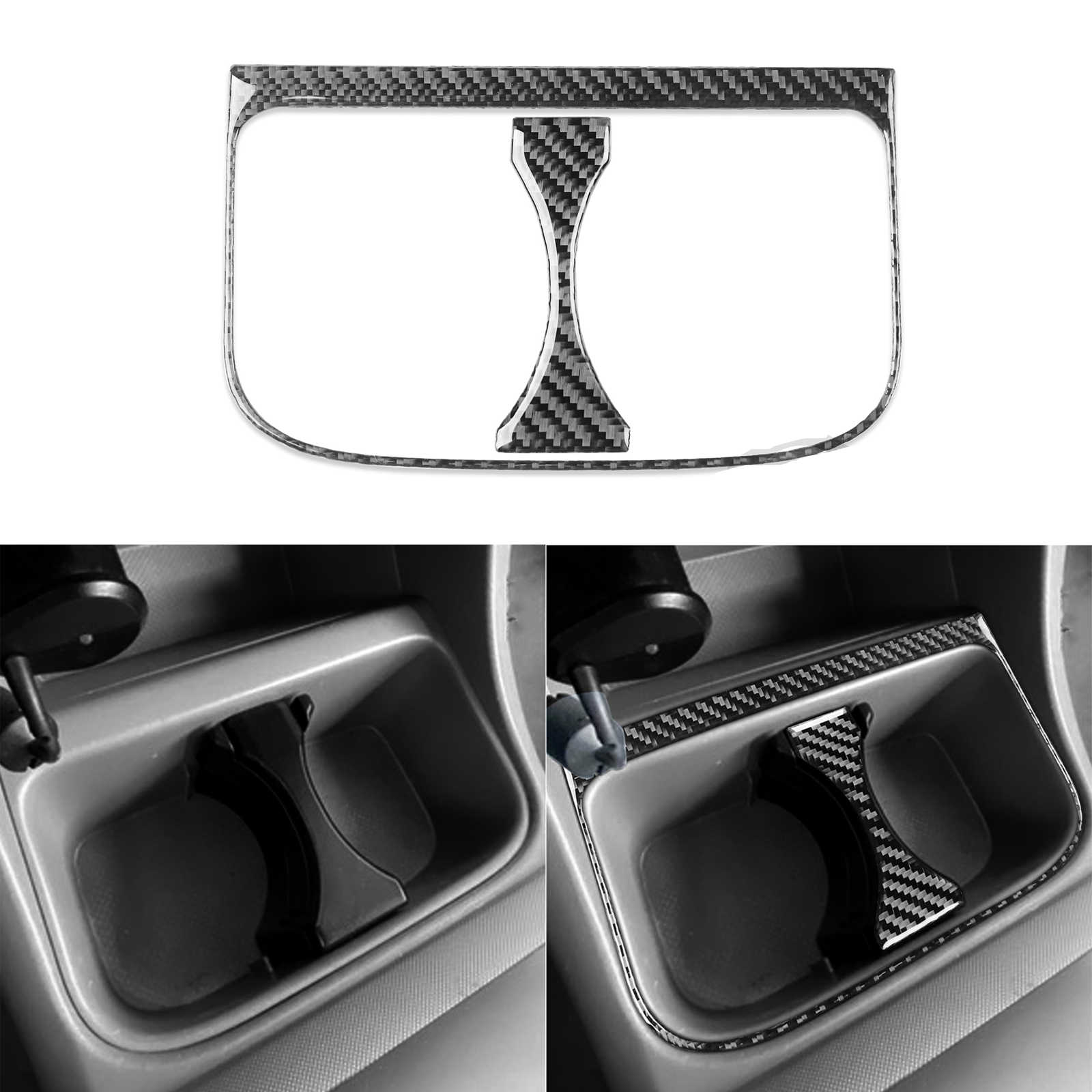 2Pcs Real Carbon Fiber Console Storage Box Panel Cover For Toyota Tacoma 2005-15