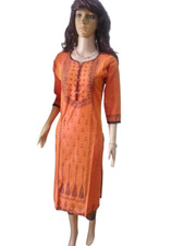 Women Lady Indian Pakistani Beautiful Digital Printed Long Kurta Top Casual NEW