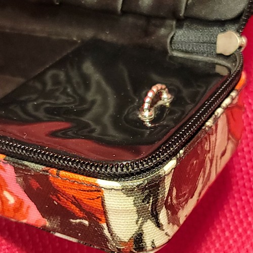 BRIGHTON Jewelry Case 'Madison Rose' Pink Floral Zippered Travel 11" x