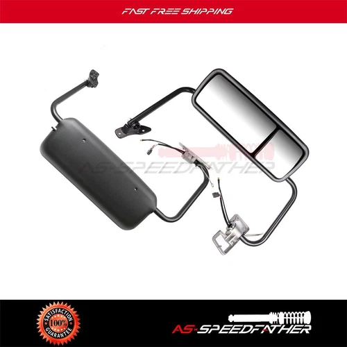 Pair Side Primed Truck Mirrors Complete For 04-18 Freightliner Century/Columbia