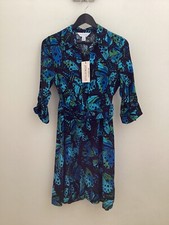 BNWT Ladies StyleCheat Olivia Blue Butterfly Print Mini Shirt Dress, UK Size 8