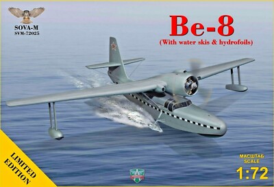 Sova Model 72025 Be-8 with water skis & hydrofoils (+rolling carriage), 1:72