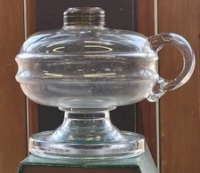 Center Band Footed Finger/Hand Oil Lamp EAPG Pattern Glass c1870-1880s.
