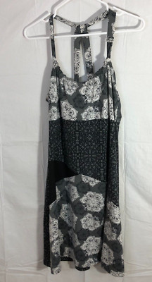 LOLA by AFG Grey Medallion Strappy Athletic Dress Built In Bra L Mixed Media Mat