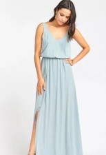 Show Me Your Mumu Women's Kendall Maxi Dress Silver Sage Crisp Size XS -Wedding