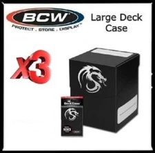 X3 BCW Quality Large Deck BLACK Case Gaming Cards Archival Storage + Divider NEW
