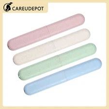 4Pcs Traveling Toothbrush Holder Case Green Blue Beige Pink 8.07''x1.22''x0.83"