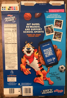EMPTY Kellogg's Frosted Flakes Mission Tiger LS Cereal Box Tony