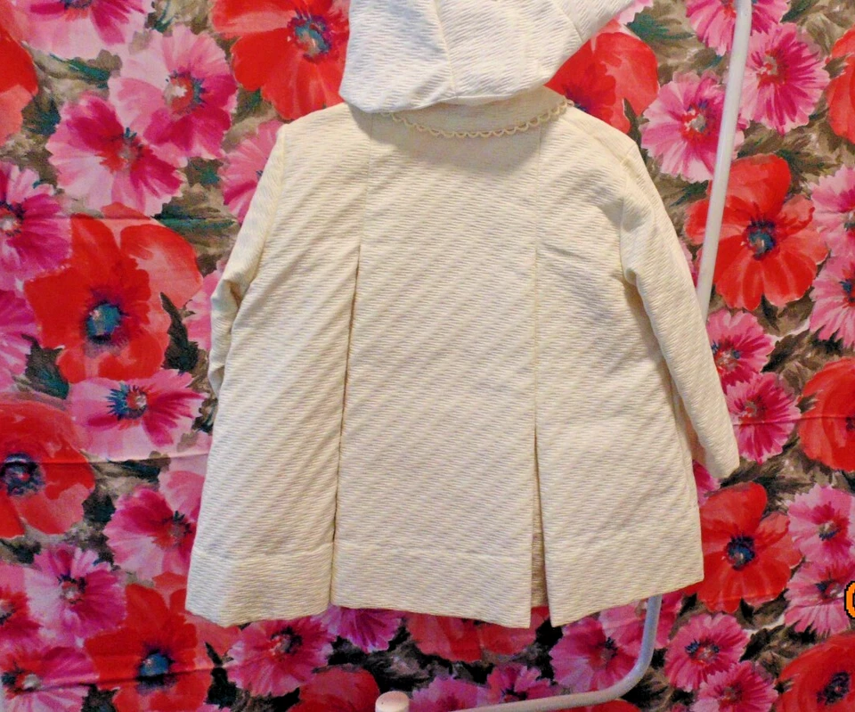 VTG. Baby In The Carriage By Bo Peep Cotton Textured Coat/Hat -Infant size 12mos - Image 4 of 4