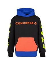 Converse Boys Black Logo Colorblock Fleece Pullover Hoodie