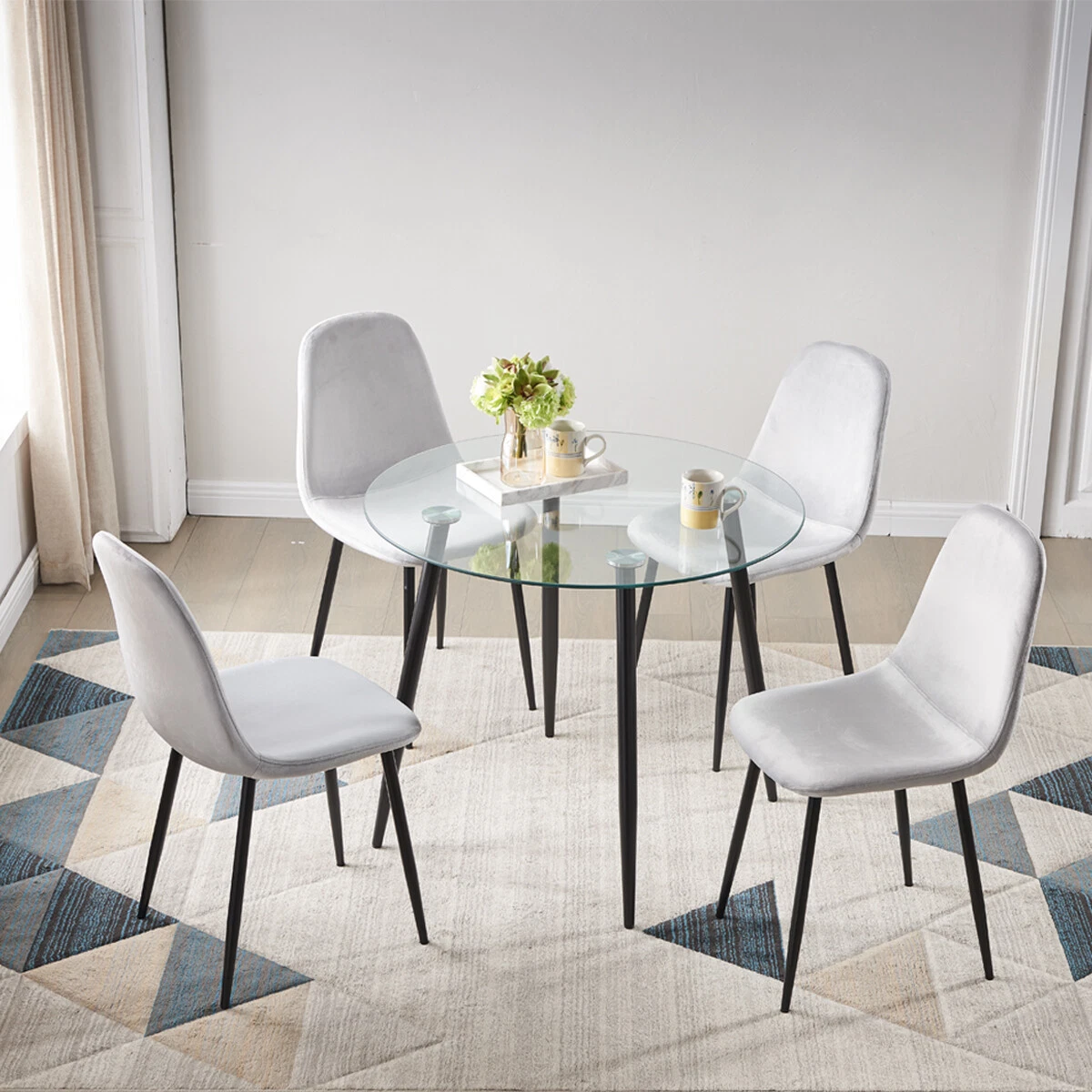 Round Glass Dining Set for Small Spaces Kitchen Table and Chairs