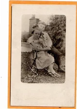 Real Photo Postcard RPPC - Young Love Affectionate Boy and Girl on Rocking Chair