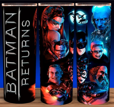 90s Batman Returns Retro Cup  Tumbler 20oz with lid and straw