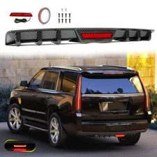 For Cadillac Escalade Rear Bumper Diffuser Splitter Lip Spoiler W/ LED Light