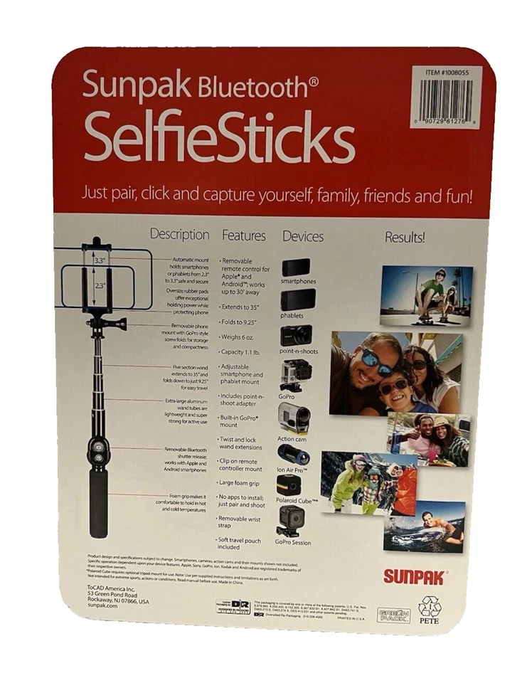 Sunpak Selfie Stick Bluetooth SOFT POUCH INLCUDED 2-PACK - Image 2 of 2