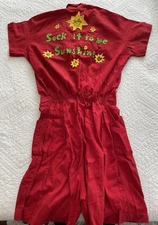 Vintage SOCK IT TO ME SUNSHINE Moore Ladies Girls Jumpsuit Romper PE Gym Suit