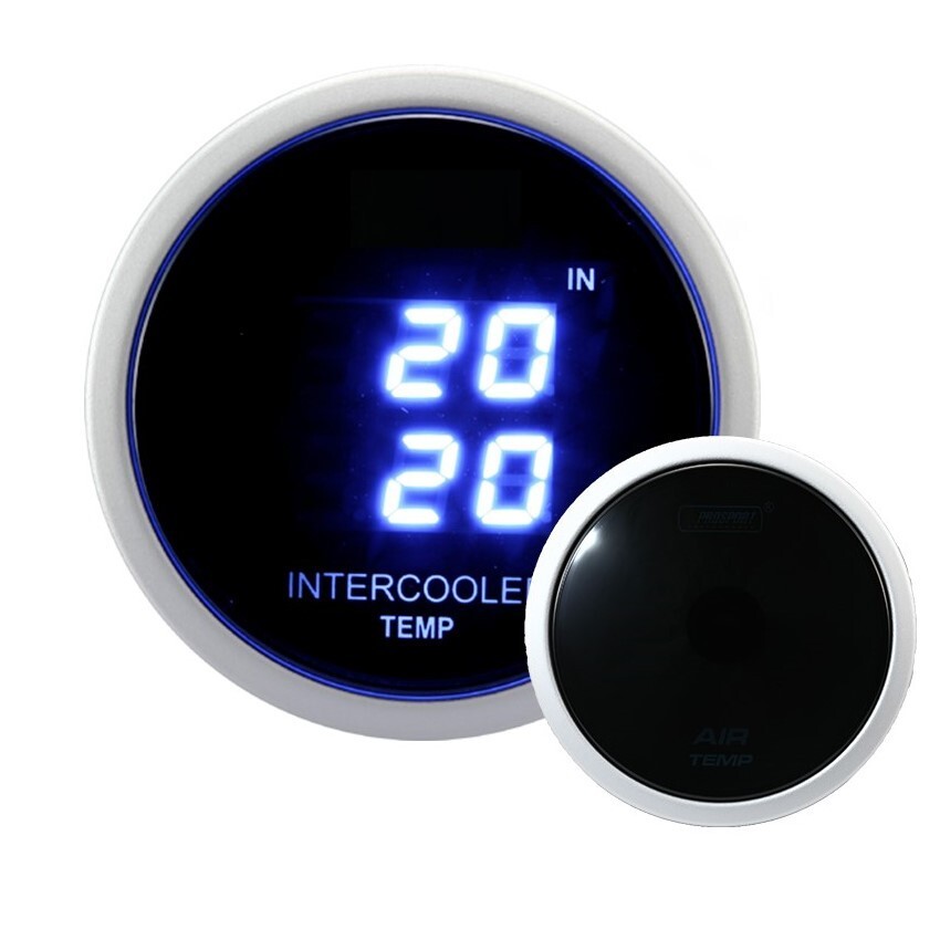 52mm Digital Dual InterCooler Air Intake Temperature Gauge °C Blue LED