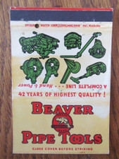 ROYAL FLASH MATCHBOOK COVER: BEAVER PIPE TOOLS WARREN, OHIO 1940s MATCHCOVER B19