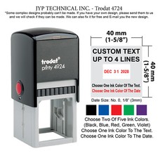 Trodat 4724 Rubber Self Inking Stamp With Date,Text Up To 4 Lines,two color