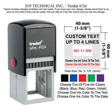 Trodat 4724 Rubber Self Inking Stamp With Date,Text Up To 4 Lines,two color
