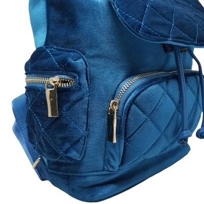 Teal Blue Quilted Drawstring backpack purse | eBay display picture 2
